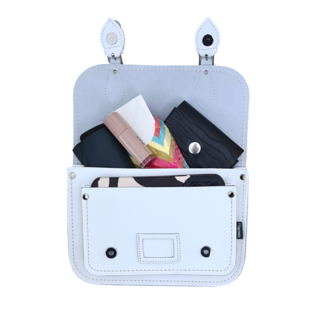 Leather Midi Satchel - White  