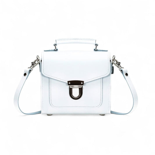 Handmade Leather Sugarcube Handbag - White