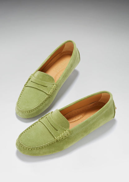 Women's Penny Driving Loafers, olive green  