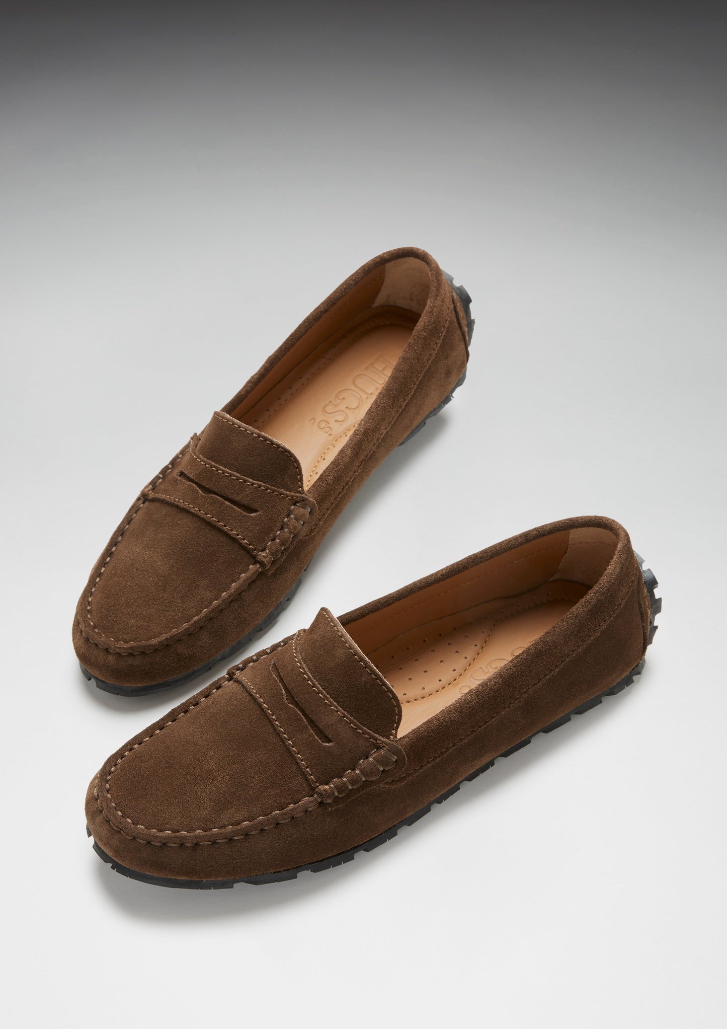 Women's Tyre Sole Penny Loafers, brown suede  