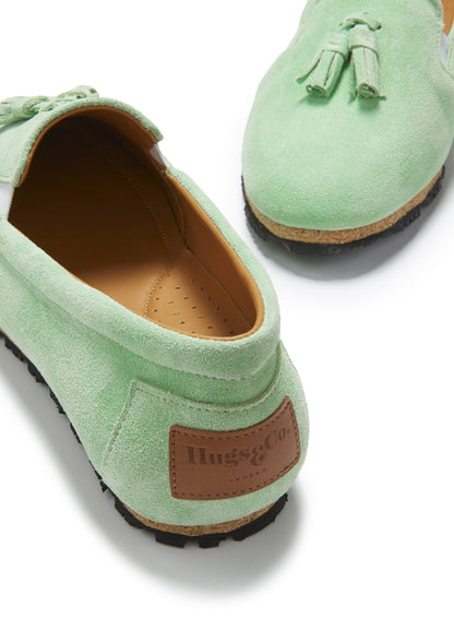Women's Tasselled Espadrilles, lagoon green suede  