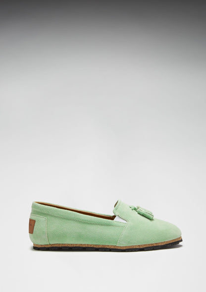 Women's Tasselled Espadrilles, lagoon green suede  