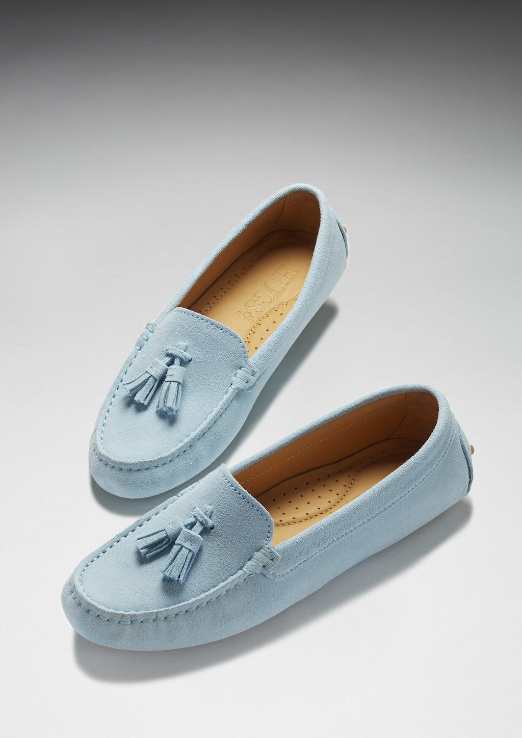 Women's Tasselled Driving Loafers, sky blue suede  
