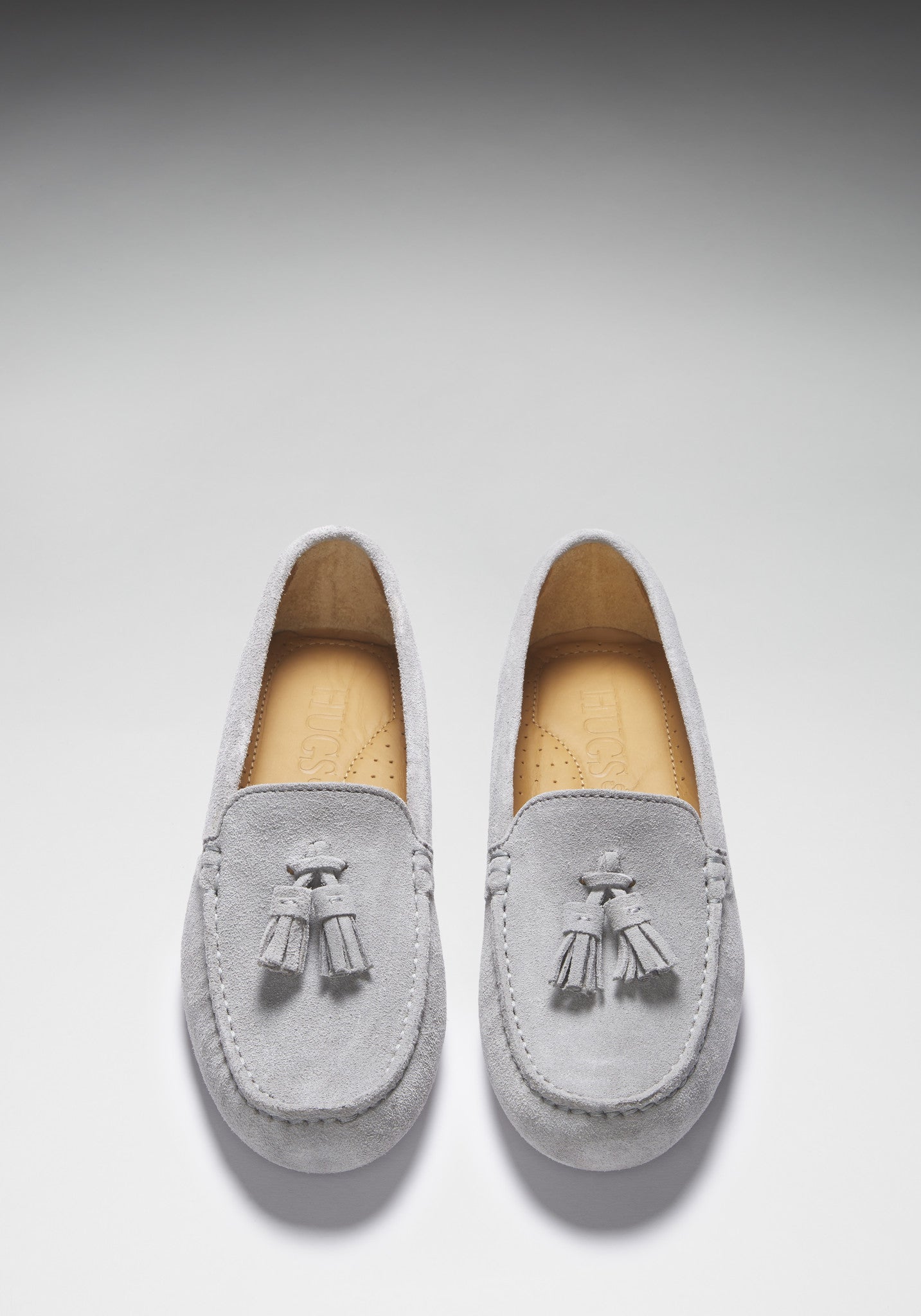 Women's Tasselled Driving Loafers, dove grey suede  