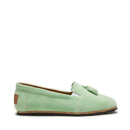 Women's Tasselled Espadrilles, lagoon green suede  