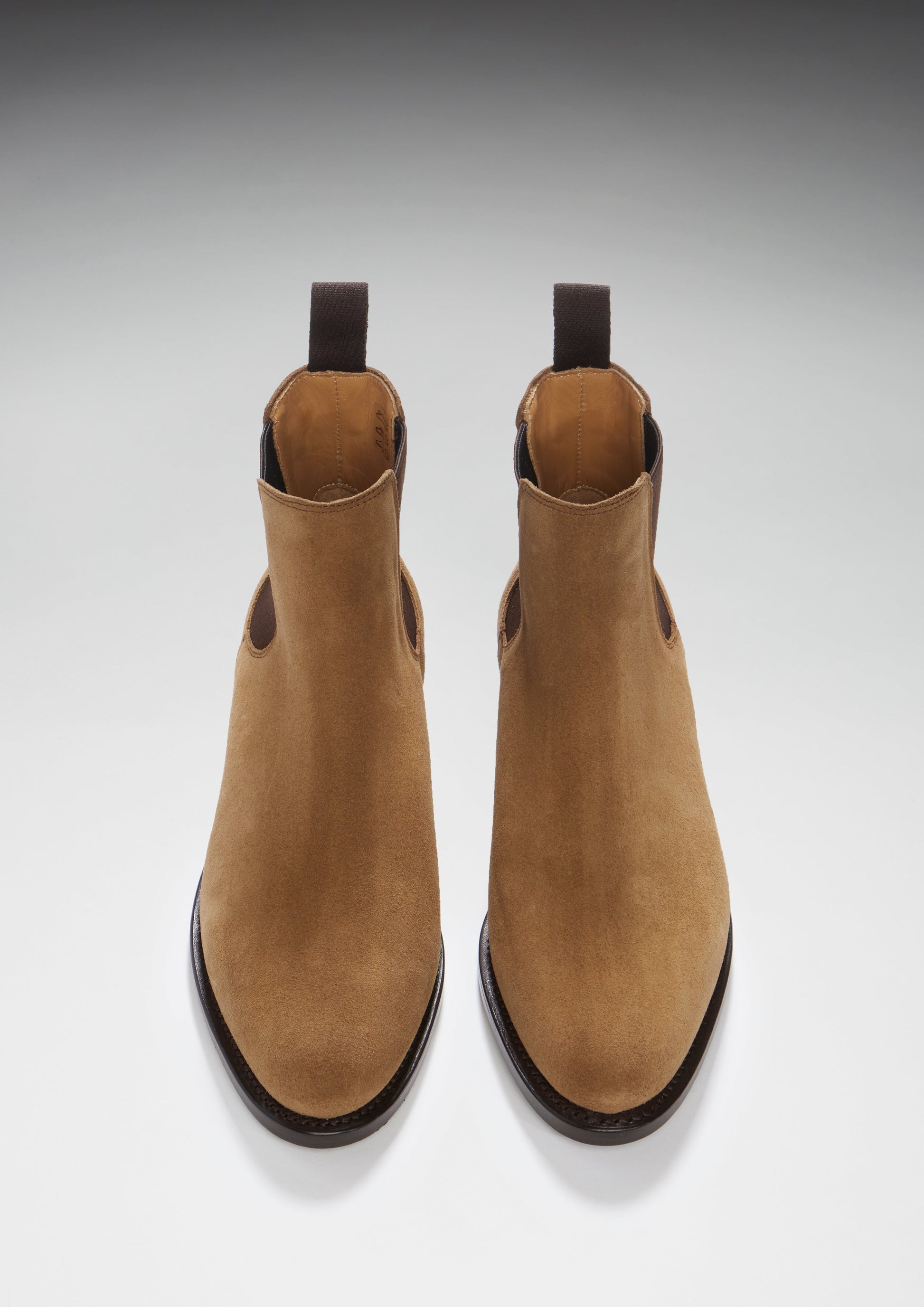 Women's Tobacco Suede Chelsea Boots, Welted Leather Sole  