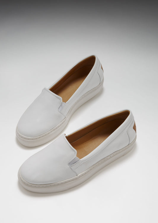 Women's Slip-On Sneakers, white leather  