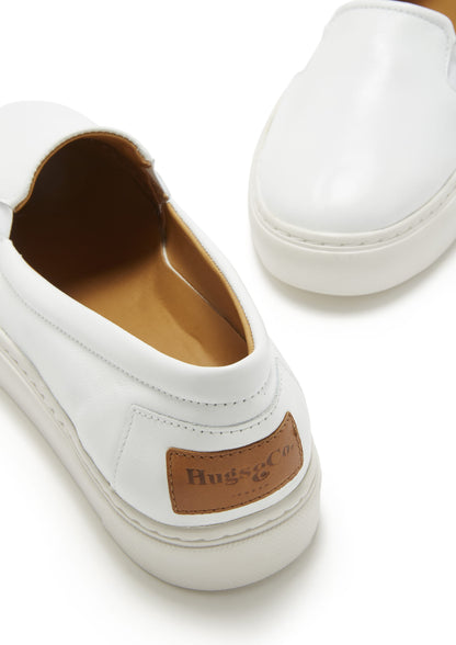 Women's Slip-On Sneakers, white leather  