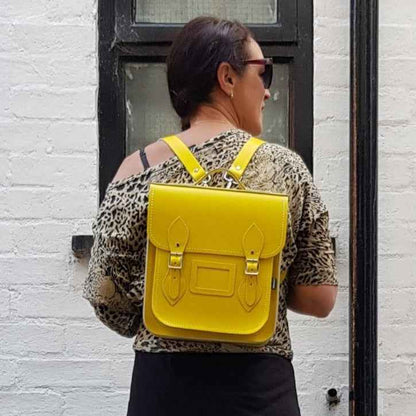 Handmade Leather City Backpack - Pastel Daffodil Yellow