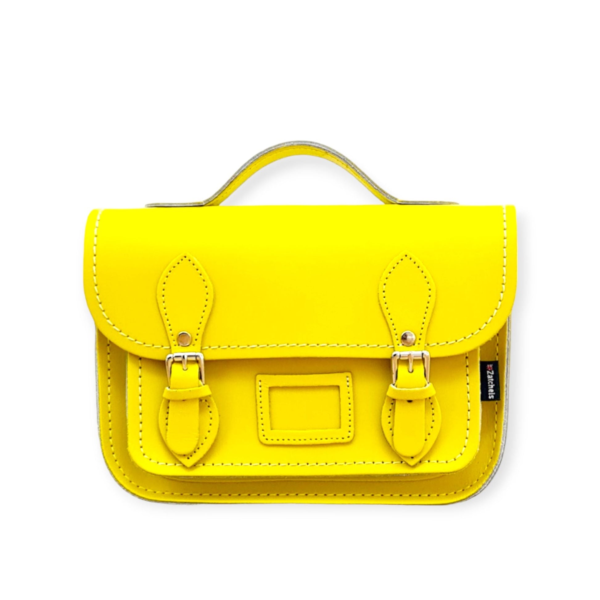 Leather Midi Satchel - Pastel Daffodil Yellow  