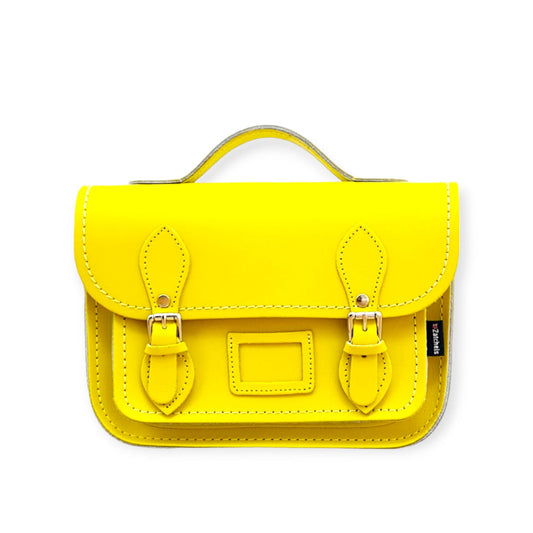 Leather Midi Satchel - Pastel Daffodil Yellow  