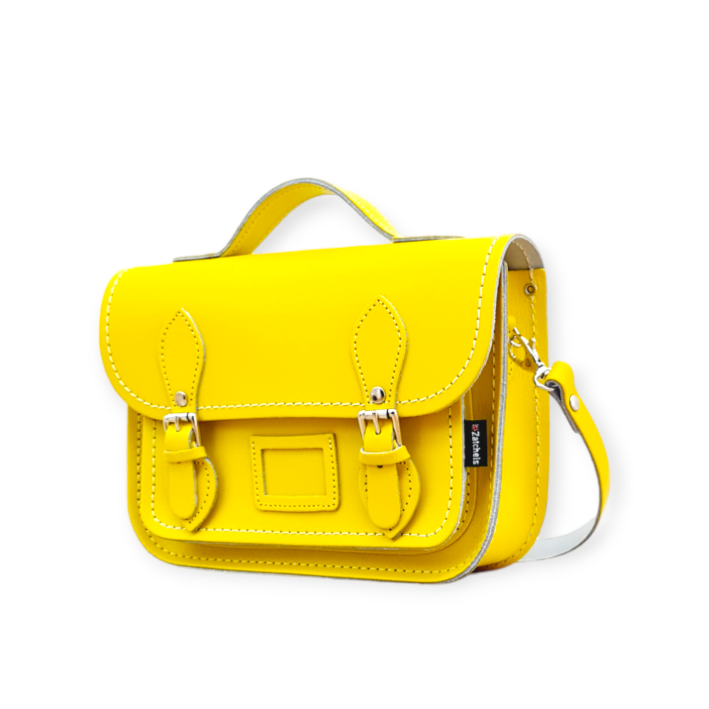 Leather Midi Satchel - Pastel Daffodil Yellow  
