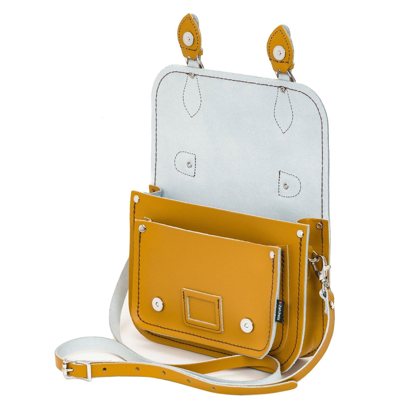Leather Midi Satchel Yellow Ochre