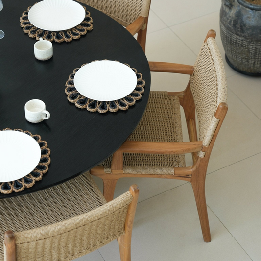 Zara Rattan Dining Chair with Armrest  