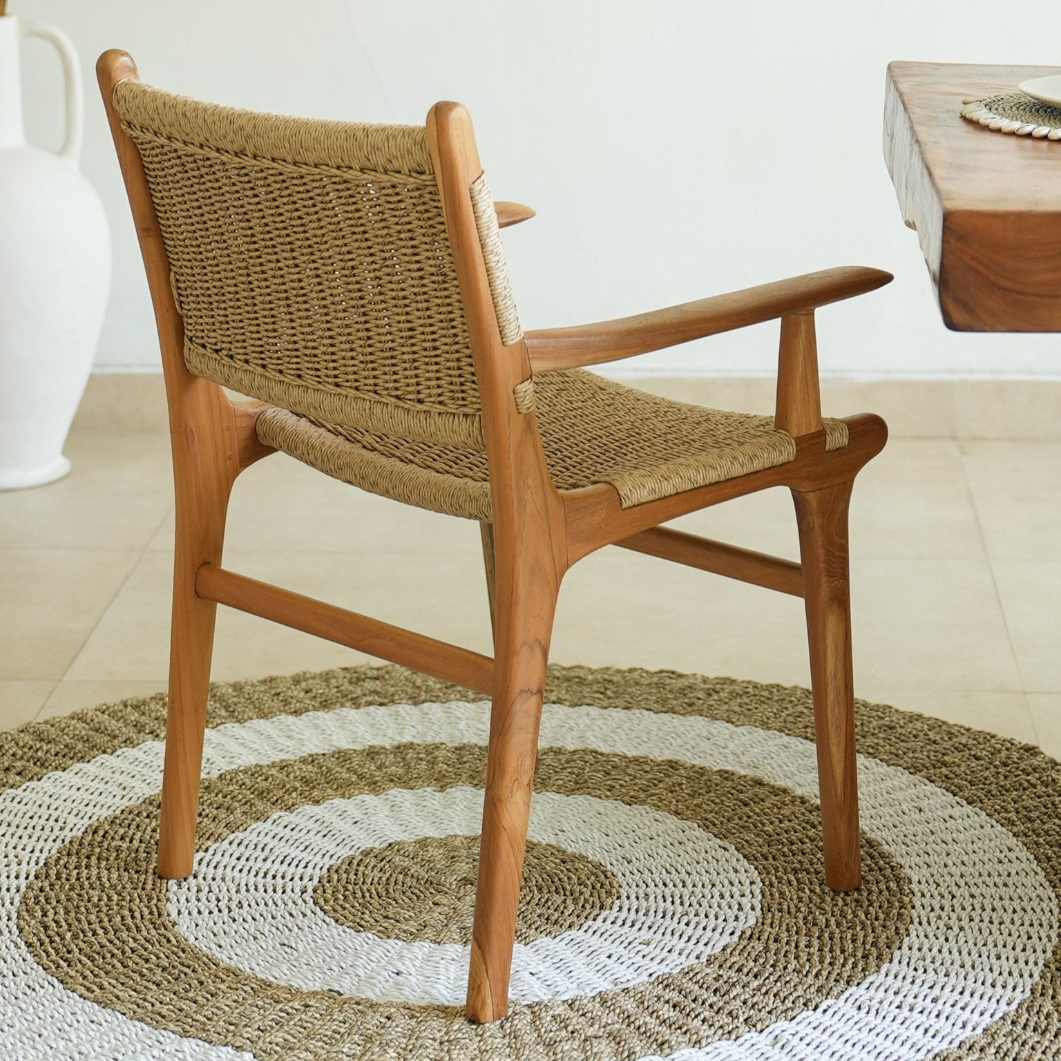 Zara Rattan Dining Chair with Armrest - Artizun Ltd