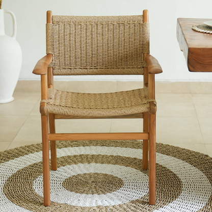 Zara Rattan Dining Chair with Armrest  